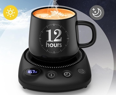Coffee Mug Warmer - Fastest Heating & Highest Temperature, Coffee Cup Warmer for Desk Auto Shut Off, 4 Temp Settings & 1-12H Timer, Smart Electric Beverage Warmer for Coffee, Tea