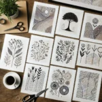 DALL·E 2025-02-28 18.00.23 - A collection of printable artwork featuring various styles, including minimalist line drawings, nature illustrations, and abstract patterns. The print