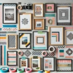 DALL·E 2025-02-28 21.59.42 - A creative wall display showcasing different washi tape border styles around various prints and photos. Some frames have classic rectangular borders,